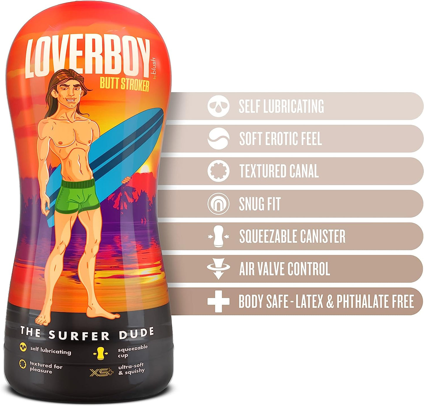 Masturbador Realista Ano De Hombre Apretado Suave Stroker The Surfer Dude - Self Lubricating Stroker