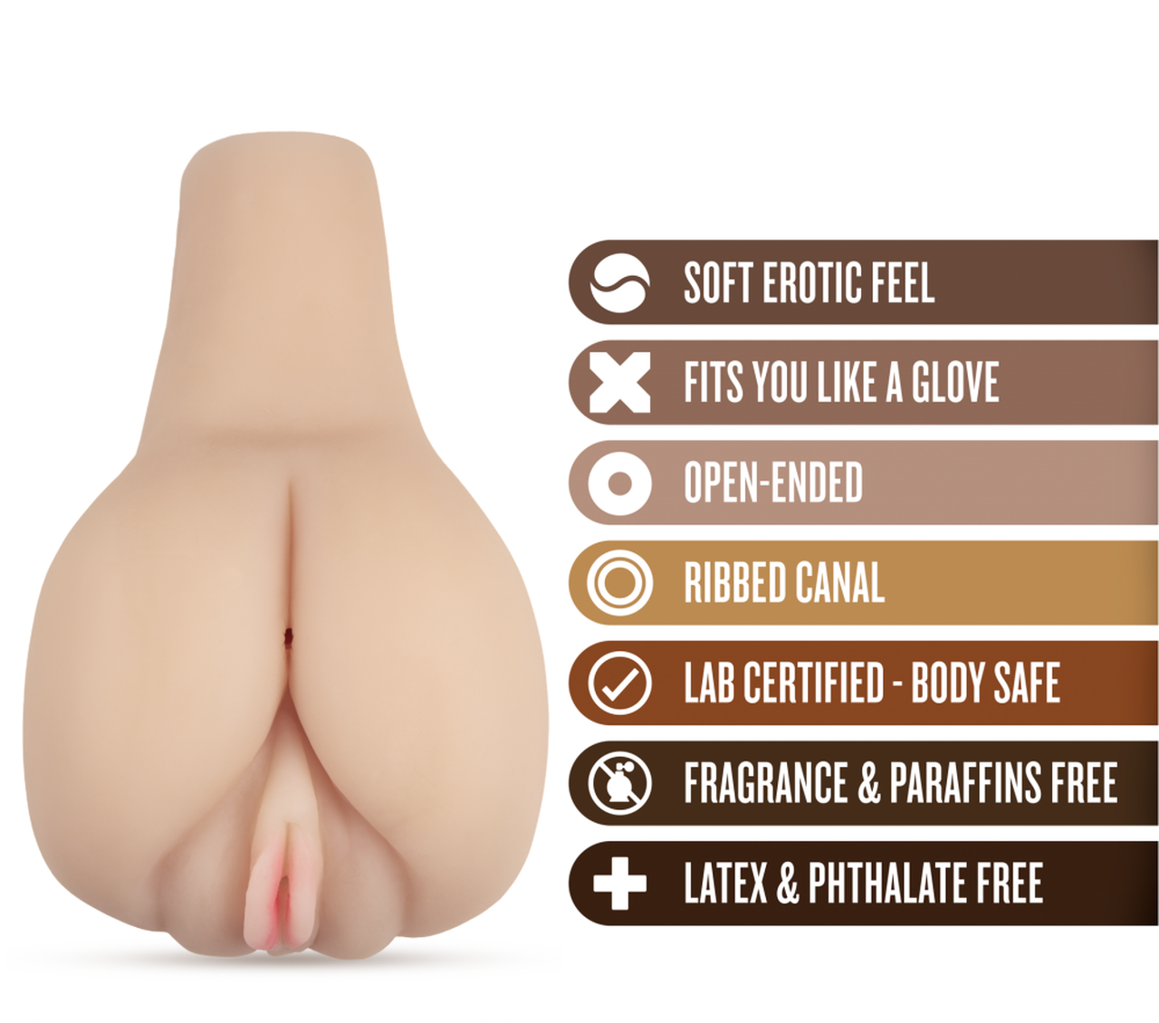 Masturbador Suave Ano Vagina Textura Interna Y Vibración X5 Men - Amanda's Lusty Bottom - Beige
