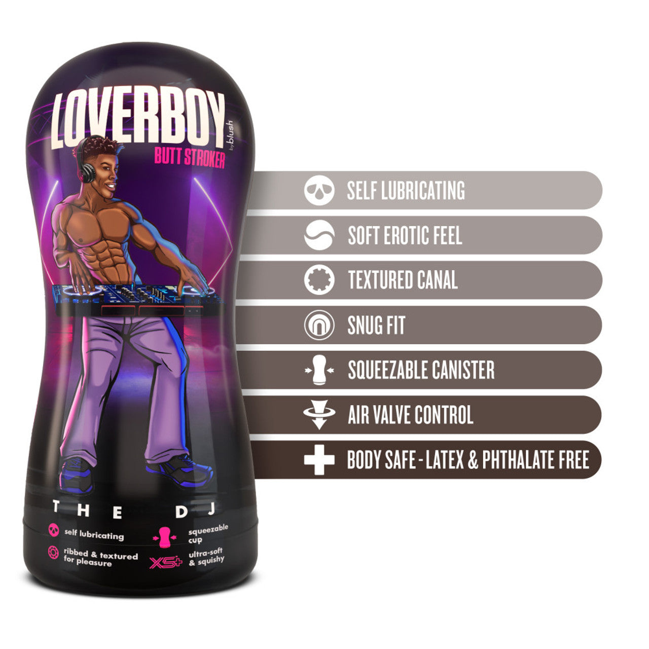 Masturbador Realista Ano Hombre Apretado Suave Loverboy - The DJ - Self Lubricating Stroker - Brown
