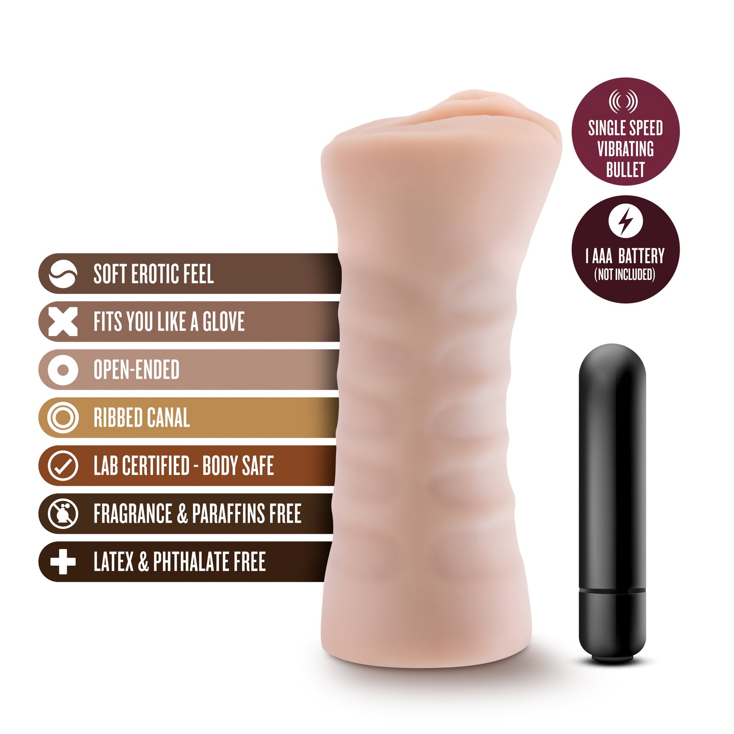 Masturbador Masculino Suave Rica Vagina Stroker Vibracion M for Men - Rain - Vanilla