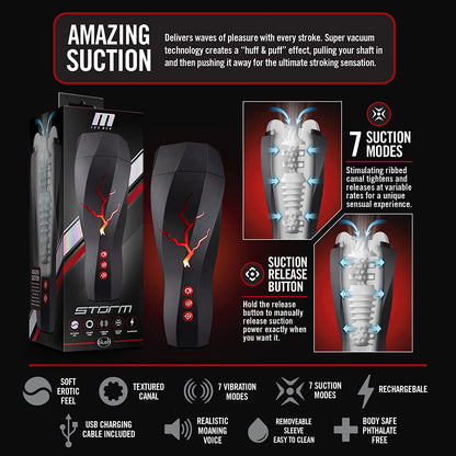 Masturbador Vibracion con Succion De Lujo M For Men - Storm - White