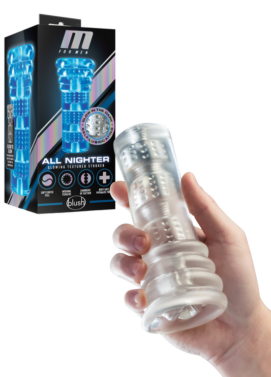 Masturbador Suave Textura Interna Brilla En La Obscuridad M for Men - Soft and Wet - All Nighter - Clear