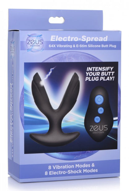 Plug Anal Electro-spread Potente Vibrador Estimulador Control Zeus Electrosex 64X Electro-Spread Vibrating and E-stim Silicone Plug