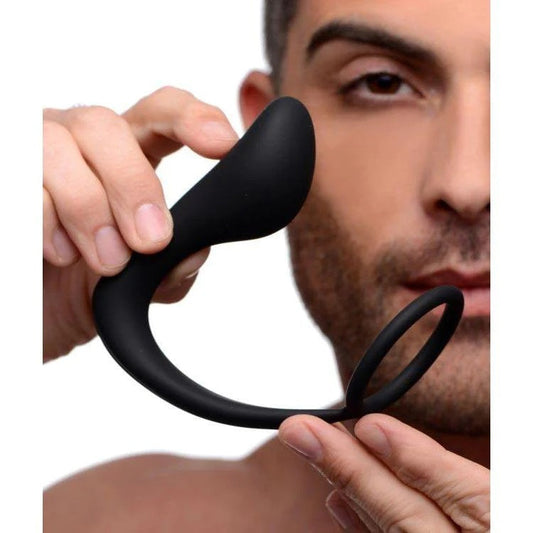 Plug Anal Estimula Prostata Plug Slim Y Anillo  Anal Adventures Platinum - Cock Ring Plug - Black